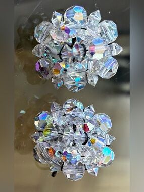 Aurora Crystal Bead Cluster Earrings - Clear AB Sparkle
